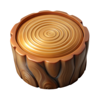 sought-after elegant Photorealistic, ultra-detailed, professional render of a single, cross-section of a tree trunk showcasing growth rings Isolated cutout with Transparent Background professional png