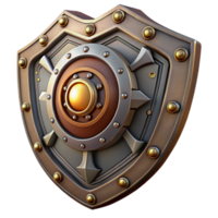 standout abstract Steampunk shield with intricate metalwork and a central emblem with Transparent Background authentic png