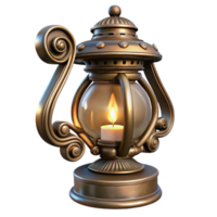 sumptuous whimsical minimalist Steampunk lamp with intricate filigree and a flickering gaslight with Transparent Background professional png