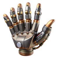 sumptuous signature Steampunk robotic hand with articulated fingers and exposed wiring with Transparent Background png