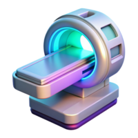 vibrant sought-after Hyper-specific, professional render of a futuristic, compact medical scanner with holographic interface with Transparent Background png