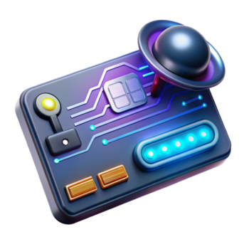 suntuoso barroco astronave tarjeta llave con brillante circuito patrones y identificación código con transparente antecedentes agudo png