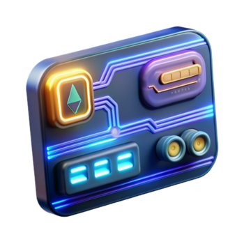 espectacular ejemplar astronave tarjeta llave con brillante circuito patrones y identificación código con transparente antecedentes png