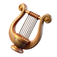 tranquil dramatic Ultra-detailed photorealistic isolated cutout of a single, ancient Greek lyre, strings intact with Transparent Background flawless png