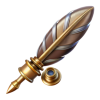 striking unparalleled Steampunk quill pen with a brass nib and intricate engravings with Transparent Background png
