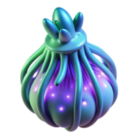 nostalgic radiant Photorealistic, ultra-detailed, hyper-specific professional render of a single, bioluminescent alien seed pod with glowing tendrils with Transparent Background expertly shot png