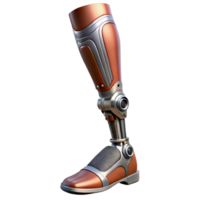 wonderful passionate modern Ultra-detailed, photorealistic isolated cutout of a single, advanced cybernetic leg prosthesis with realistic skin texture with Transparent Background high quality png