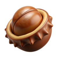 radiant tranquil abstract Professional render, ultra-detailed, concept art style image of a single, opened chestnut burr revealing the nuts inside Isolated cutout with Transparent Background refined png