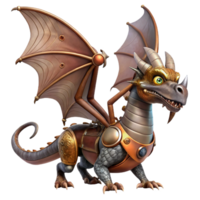 splendid dreamy avant-garde Steampunk dragon with mechanical wings and steam vents with Transparent Background elite png