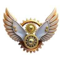 stunning nostalgic artistic Steampunk wings made of gears, cogs, and clockwork mechanisms with Transparent Background exclusive png
