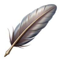 stunning iconic Ultra-detailed, professional render, concept art style of a single, feather quill with intricate barbs Isolated cutout with Transparent Background png
