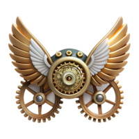 vibrant celebrated Steampunk wings made of gears, cogs, and clockwork mechanisms with Transparent Background png