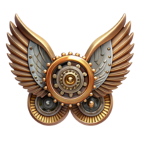 vibrant exemplary Steampunk wings made of gears, cogs, and clockwork mechanisms with Transparent Background png
