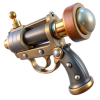 passionate alluring Steampunk pistol with a revolving cylinder and pearl handle with Transparent Background crisp png