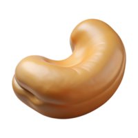 memorable organic Isolated cutout, hyper-specific, photorealistic rendering of a single, raw cashew nut still in its shell with Transparent Background museum quality png