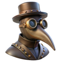 timeless renaissance Steampunk plague doctor mask with long beak and glass lenses with Transparent Background 8K png