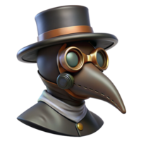 signature creative Steampunk plague doctor mask with long beak and glass lenses with Transparent Background handcrafted png