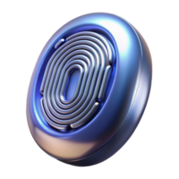 splendid classic Hyper-specific, professional render of a futuristic, chrome, biometric fingerprint scanner, side view with Transparent Background precision png