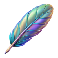 splendid quintessential A single, stylized feather with iridescent barbs with Transparent Background png