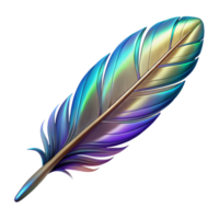 sought-after elegant A single, stylized feather with iridescent barbs with Transparent Background high resolution png