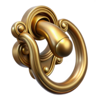 picturesque notable Hyper-specific, ultra-detailed concept art style render of an Art Nouveau door handle, brass, flowing lines, isolated cutout with Transparent Background png