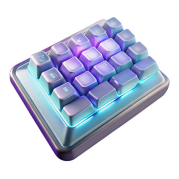 pintoresco distinguido concepto Arte estilo, aislado separar de un futurista, transparente computadora teclado con holográfico llaves con transparente antecedentes png