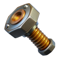 whimsical striking Steampunk bolt with hexagonal head and steel finish with Transparent Background high resolution png