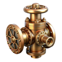 unforgettable gothic Steampunk valve with intricate details and brass finish with Transparent Background impeccable png