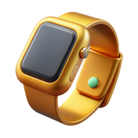 splendid intense art deco Hyper-specific, professional render of a sleek, gold smartwatch displaying a fitness tracker interface with Transparent Background impeccable png
