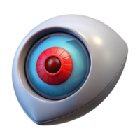 splendid mysterious retro Concept art style, isolated cutout of a futuristic, cybernetic eye with glowing red iris with Transparent Background 4K png