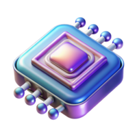 tranquil magnificent Hyper-specific, professional render, isolated cutout of a levitating holographic data chip with binary code Ultra-detailed with Transparent Background perfect clarity png