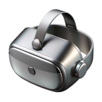 pristine unforgettable Hyper-specific, professional render of a metallic, silver VR headset with black lenses with Transparent Background png