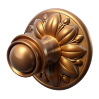 reflective splendid Photorealistic, ultra-detailed, hyper-specific professional render of a single, isolated, intricately carved Victorian door knob, brass finish with Transparent Background artisan png
