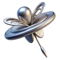reflective immaculate Hyper-specific, ultra-detailed concept art style render of an Art Nouveau hat pin, silver and enamel, dragonfly design, isolated cutout with Transparent Background flawless png