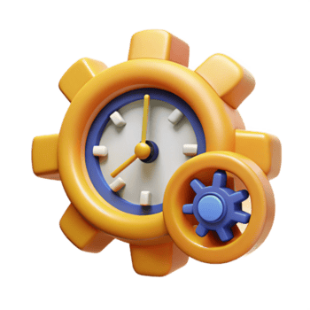 eterno creativo un estilizado, resumen reloj con Moviente engranajes con transparente antecedentes agudo png