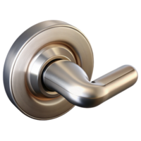 playful spectacular Photorealistic, hyper-specific isolated cutout of a single, modern brushed nickel lever door handle with Transparent Background genuine png