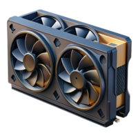 pristine gothic Hyper-specific, professional render of a modern, black graphics card with multiple fans with Transparent Background ultra HD png