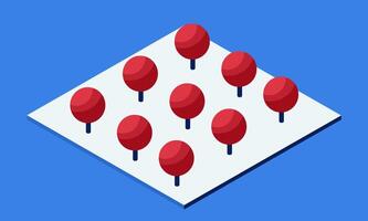 A group of red balloons on a blue background vector
