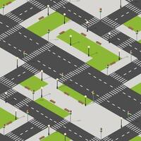 An isometric pattern of a street with traffic lights vector