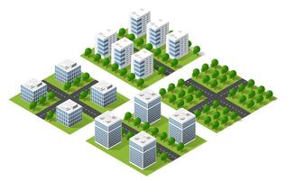 Isometric cityscape with skyscrapers and trees vector