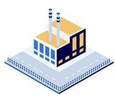 An industrial building with a factory on top vector
