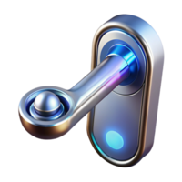 tranquil enchanting Concept art style isolated cutout of a futuristic, chrome plated, retractable smart-home door handle with Transparent Background high quality png