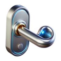 unforgettable geometric Concept art style isolated cutout of a futuristic, chrome plated, retractable smart-home door handle with Transparent Background crisp png