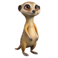 radiant coastal A curious meerkat, standing upright, alert expression with Transparent Background elite png