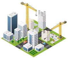 Construction city with buildings and cranes vector