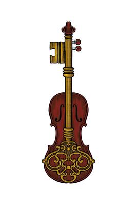 illustration of a violin combined with keys