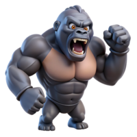 stunning classic A roaring gorilla, beating chest, powerful build with Transparent Background authentic png