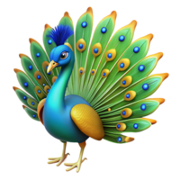 serene reflective renaissance A majestic peacock, displaying tail feathers, vibrant colors with Transparent Background studio quality png