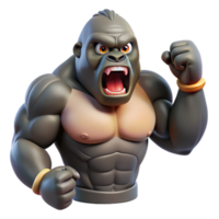 harmonious serene A roaring gorilla, beating chest, powerful build with Transparent Background crisp png
