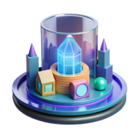 striking coveted Concept art style isolated cutout of a holographic, interactive architectural display screen with Transparent Background png